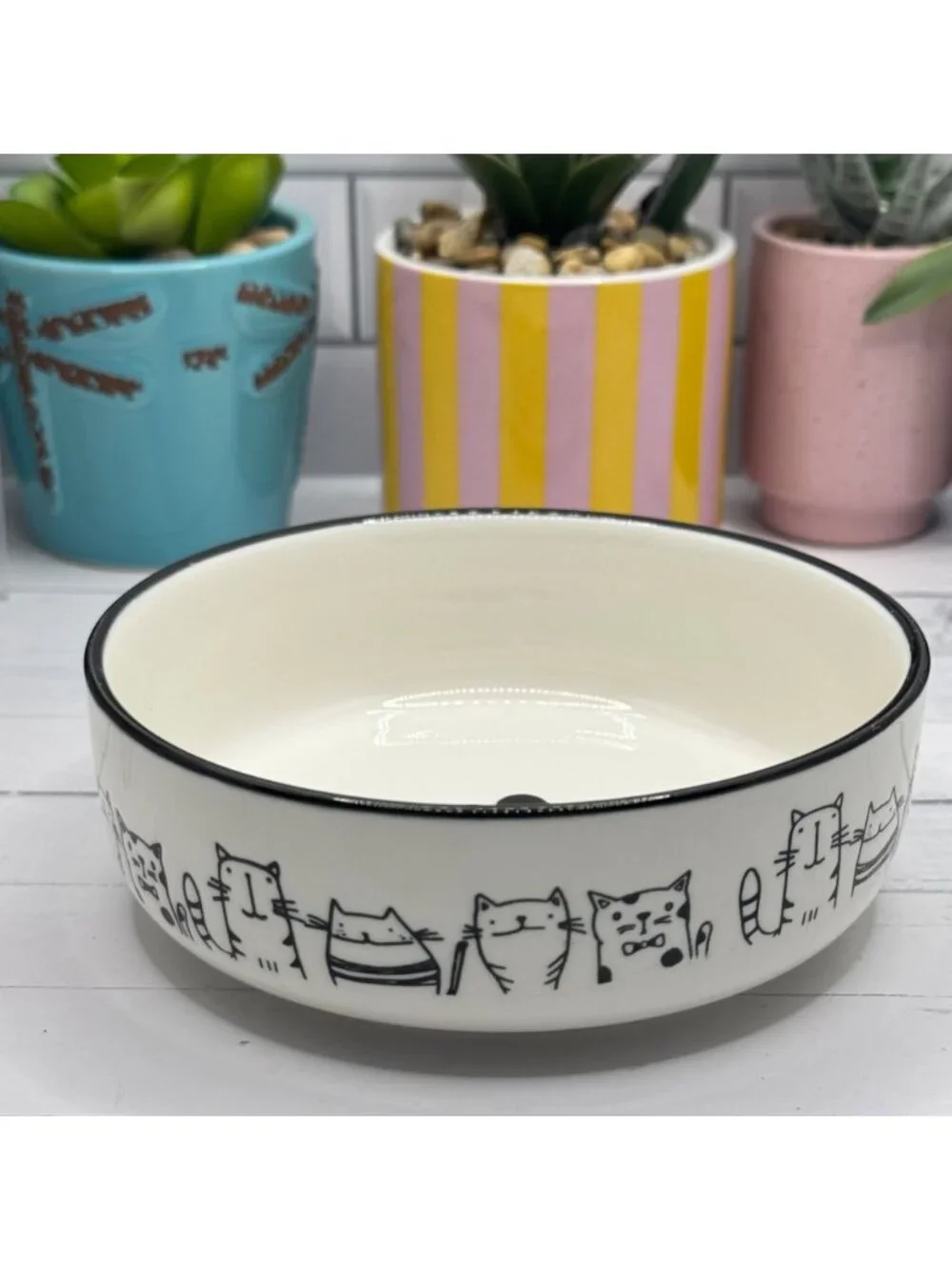 Good Kitty Stoneware Cat Bowl With Cute Cartoon Design